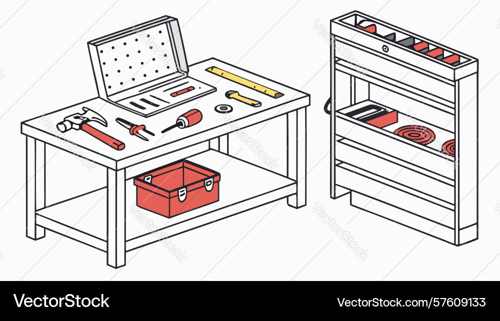 Workbench with laptop and tools design generative Vector Image