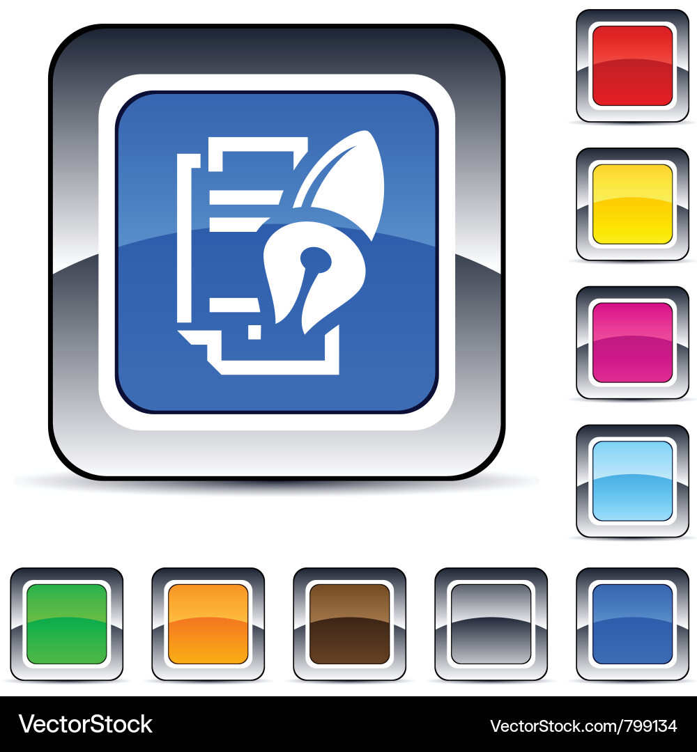 Form and pen square button vector image
