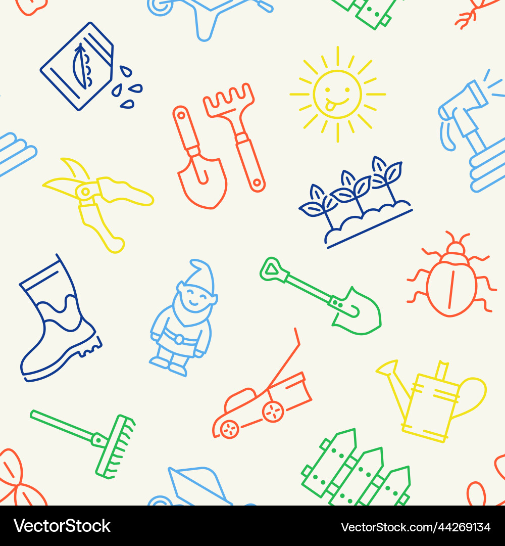 Gardening color seamless pattern background Gardening color seamless pattern background vector image