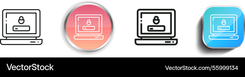 Laptop icon thin linear regular and button style vector image