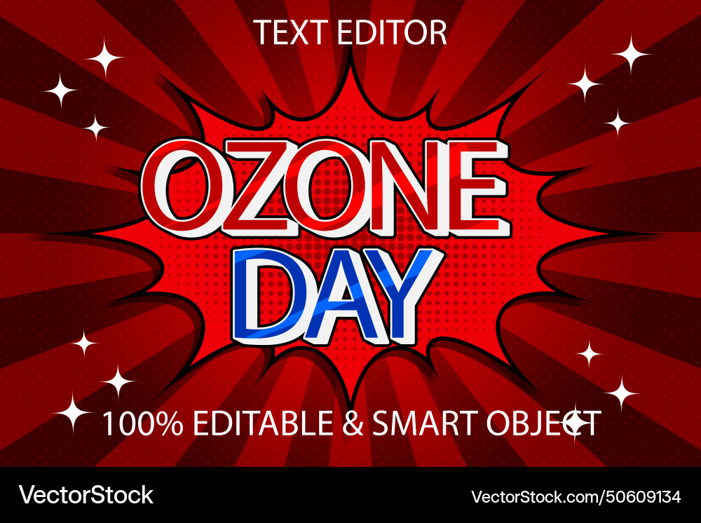 Ozone day editable text effect 3 dimension emboss Ozone day editable text effect 3 dimension emboss vector image