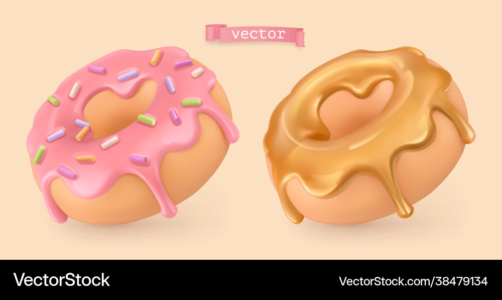 Realistic 3D Donut Objects Vector Image