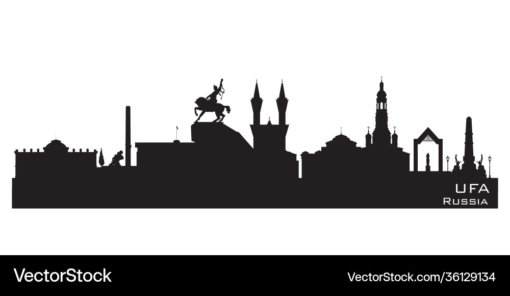 Ufa Russia City Silhouette Vector Image