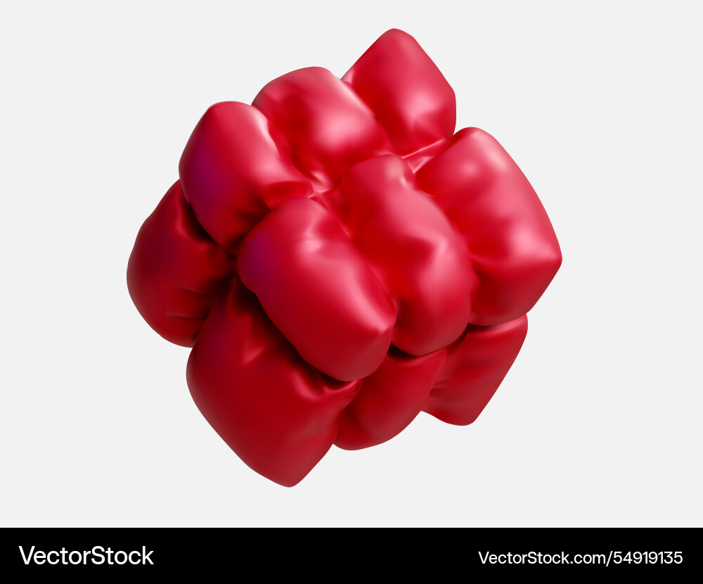 3d soft red cube with pillow texture 3d soft red cube with pillow texture vector image