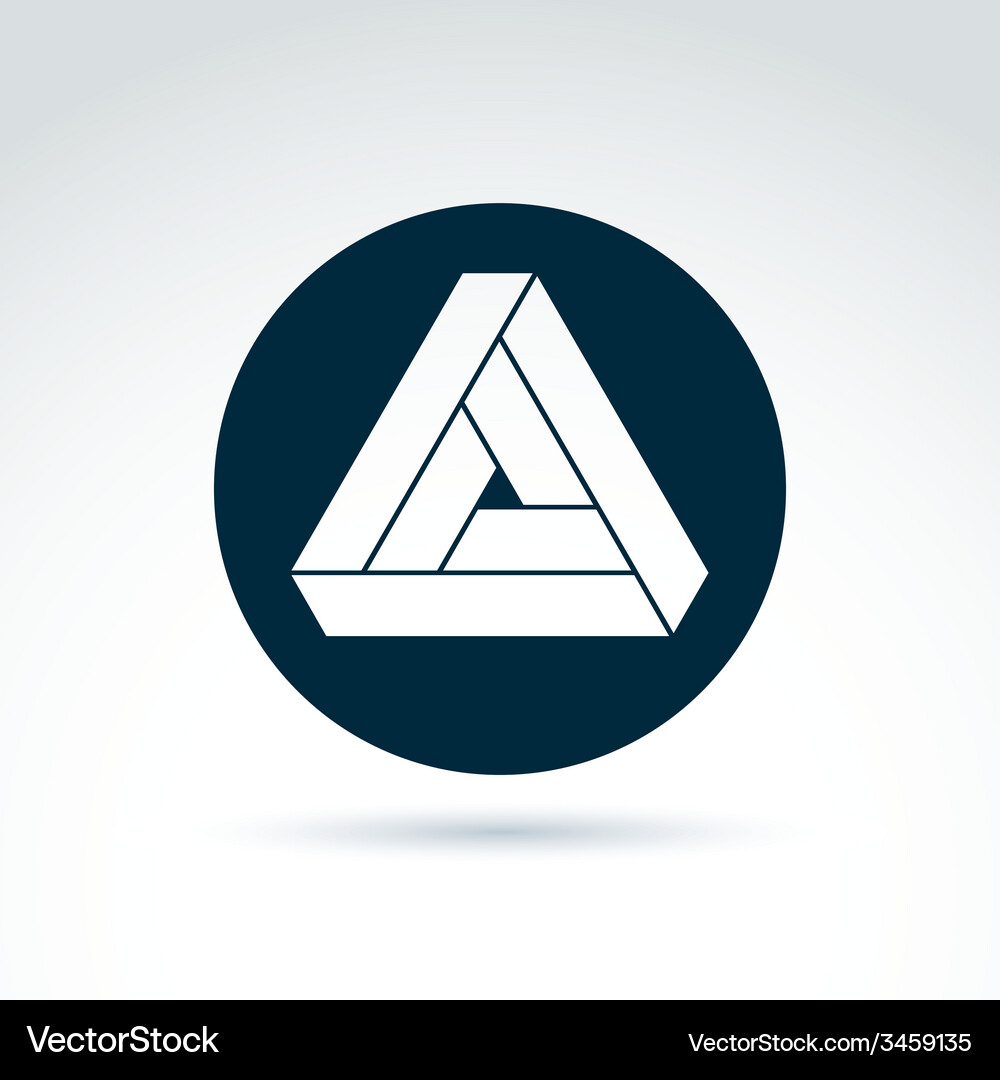 Abstract complex white triangle placed in a circle Vector Image