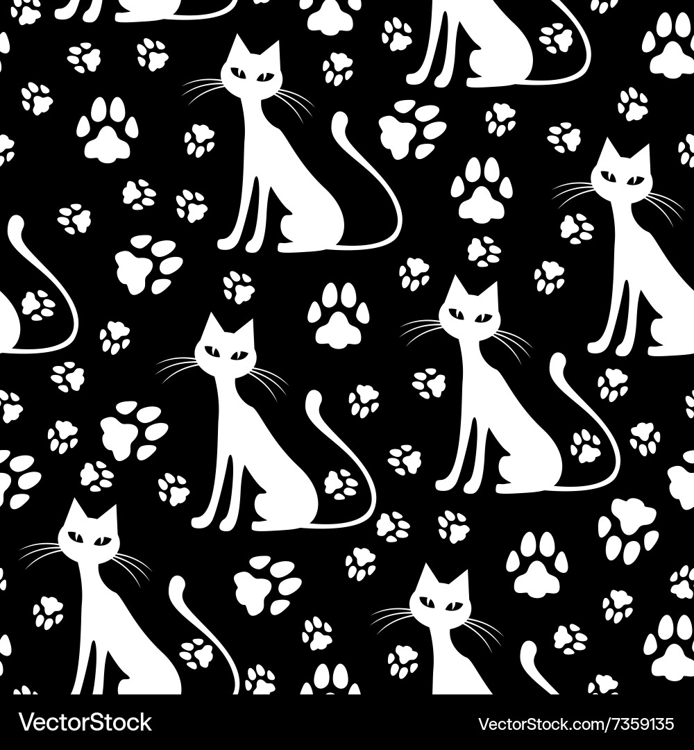 Cat Paw Print Pattern Vector Image