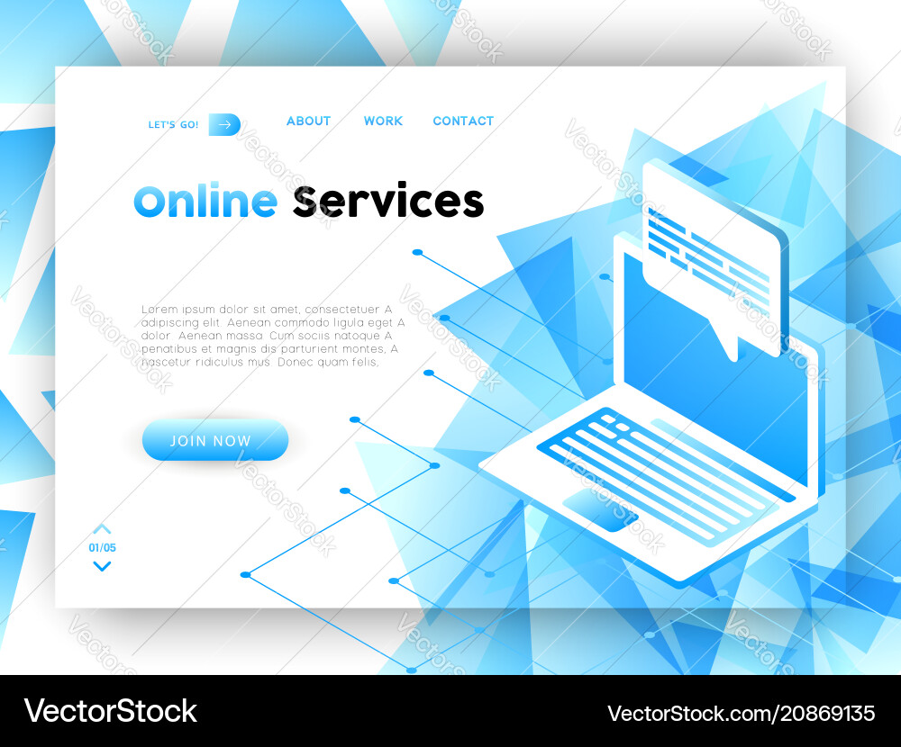 Computer data business app web landing page Computer data business app web landing page Vector Image