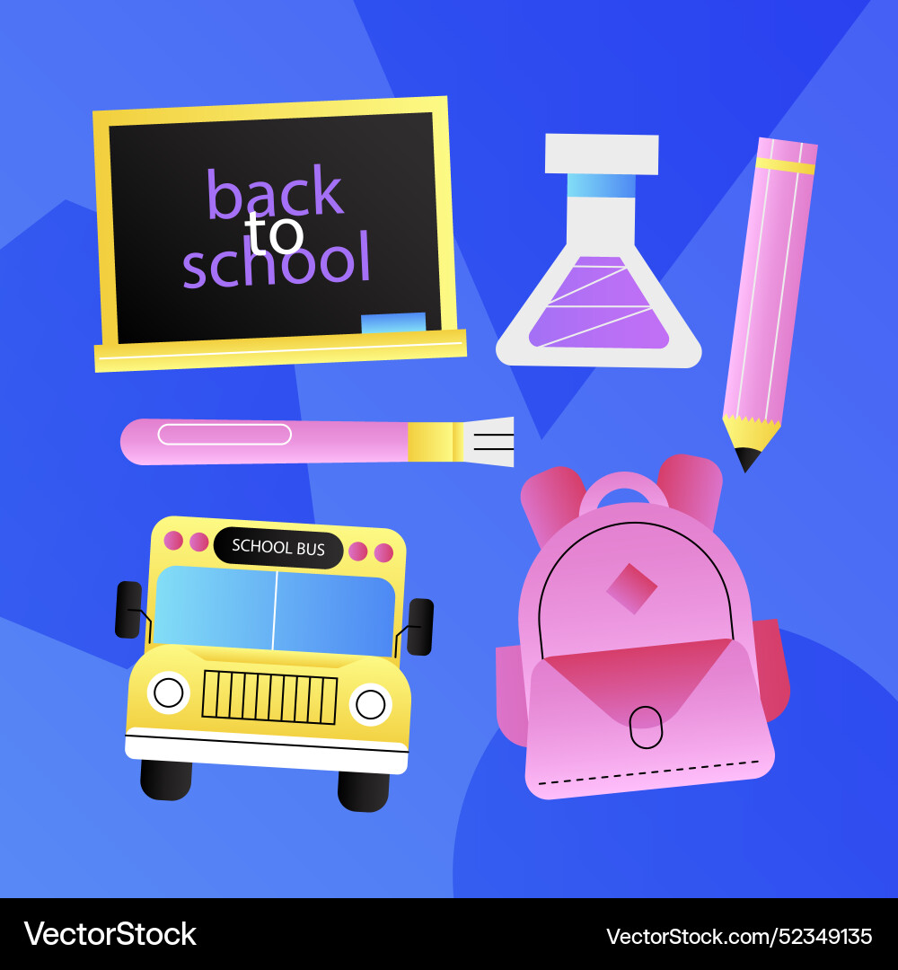 Gradient back to school elements collection Vector Image