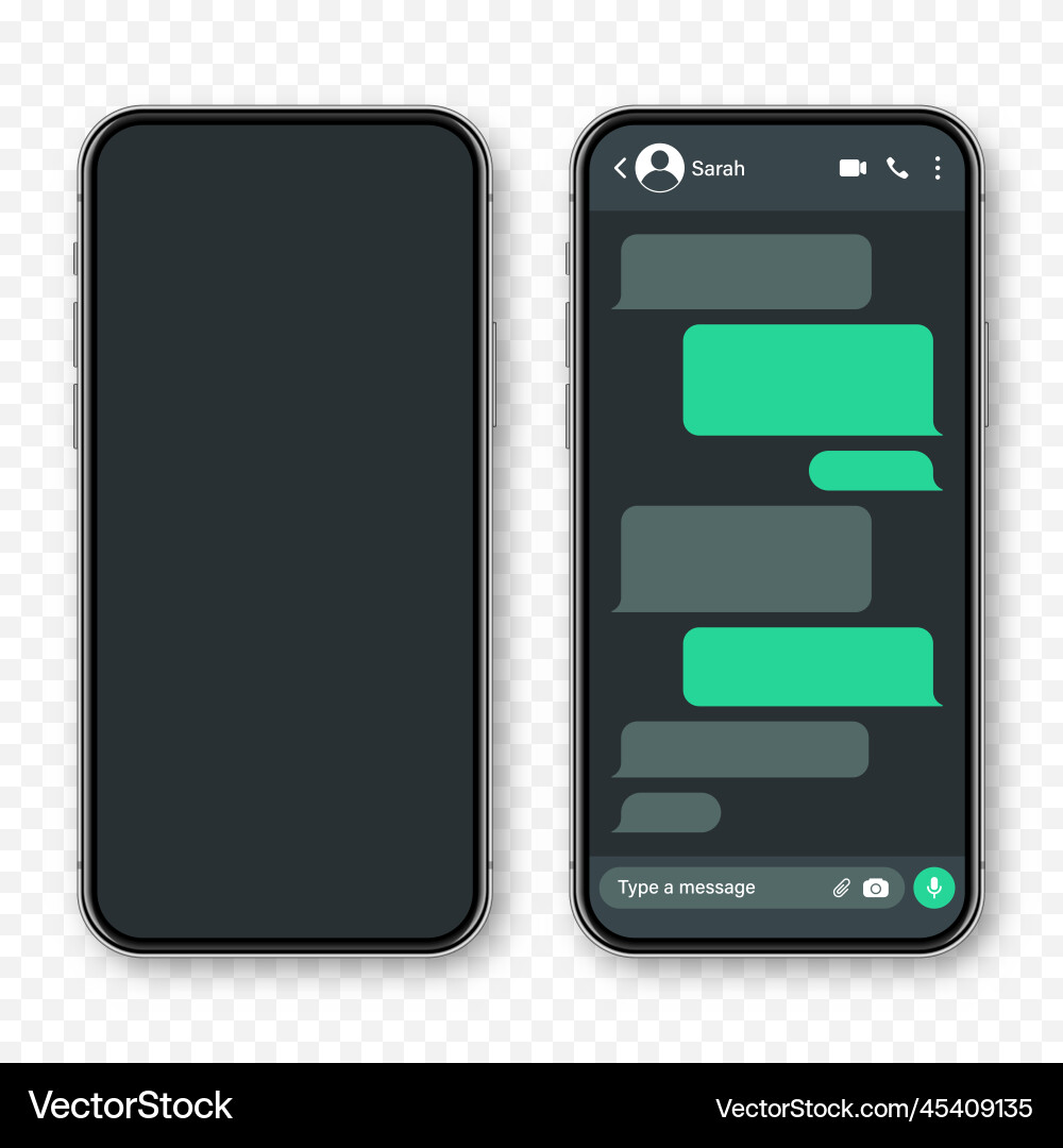 Realistic smartphone with messaging app blank sms vector image