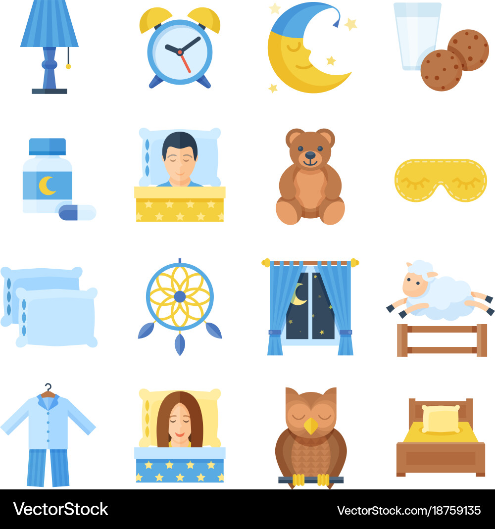 Schlaf Icons - Flat Style Collection Vektorbild