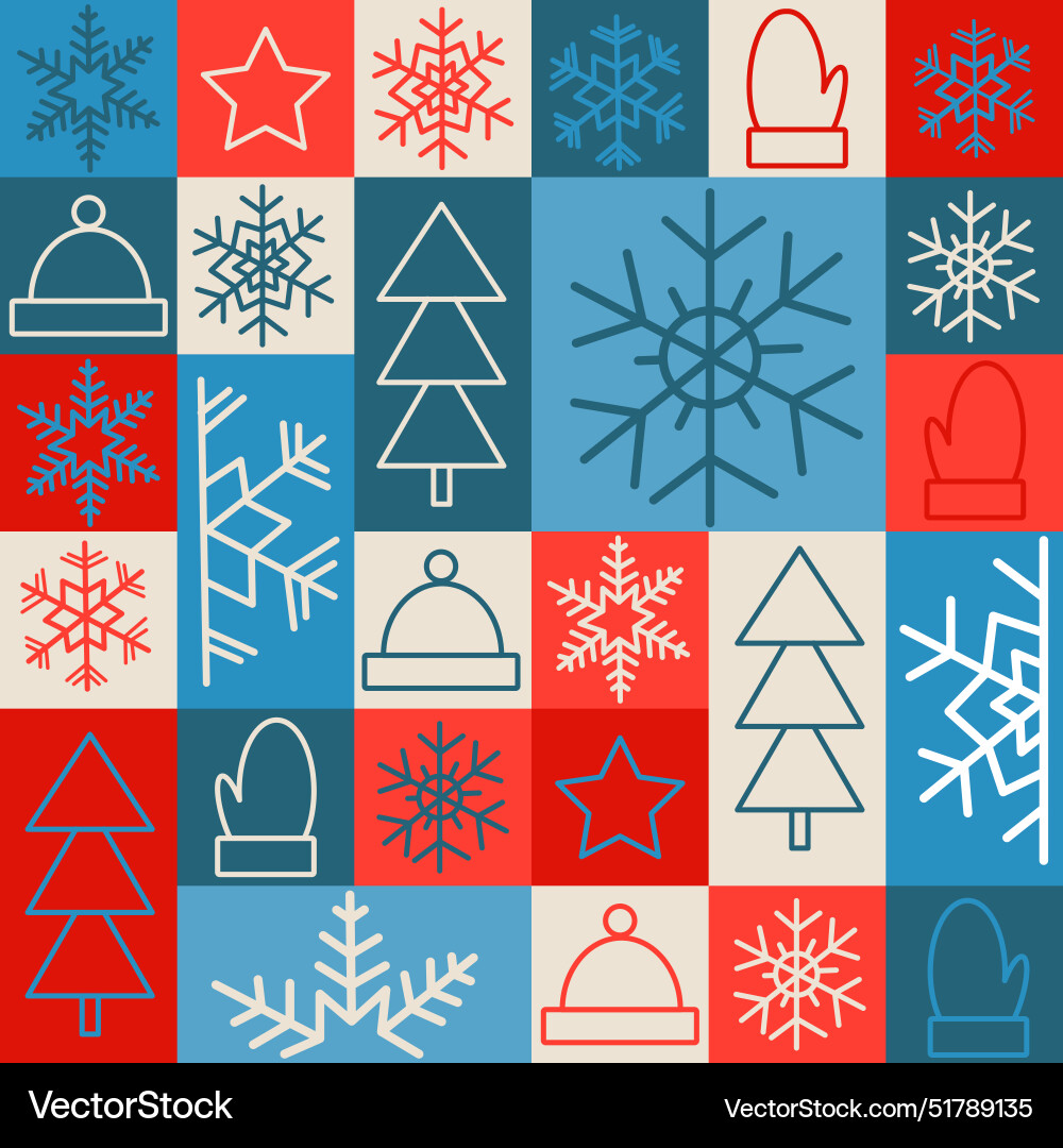 Seamless pattern in geometric style with snowflake Seamless pattern in geometric style with snowflake Vector Image