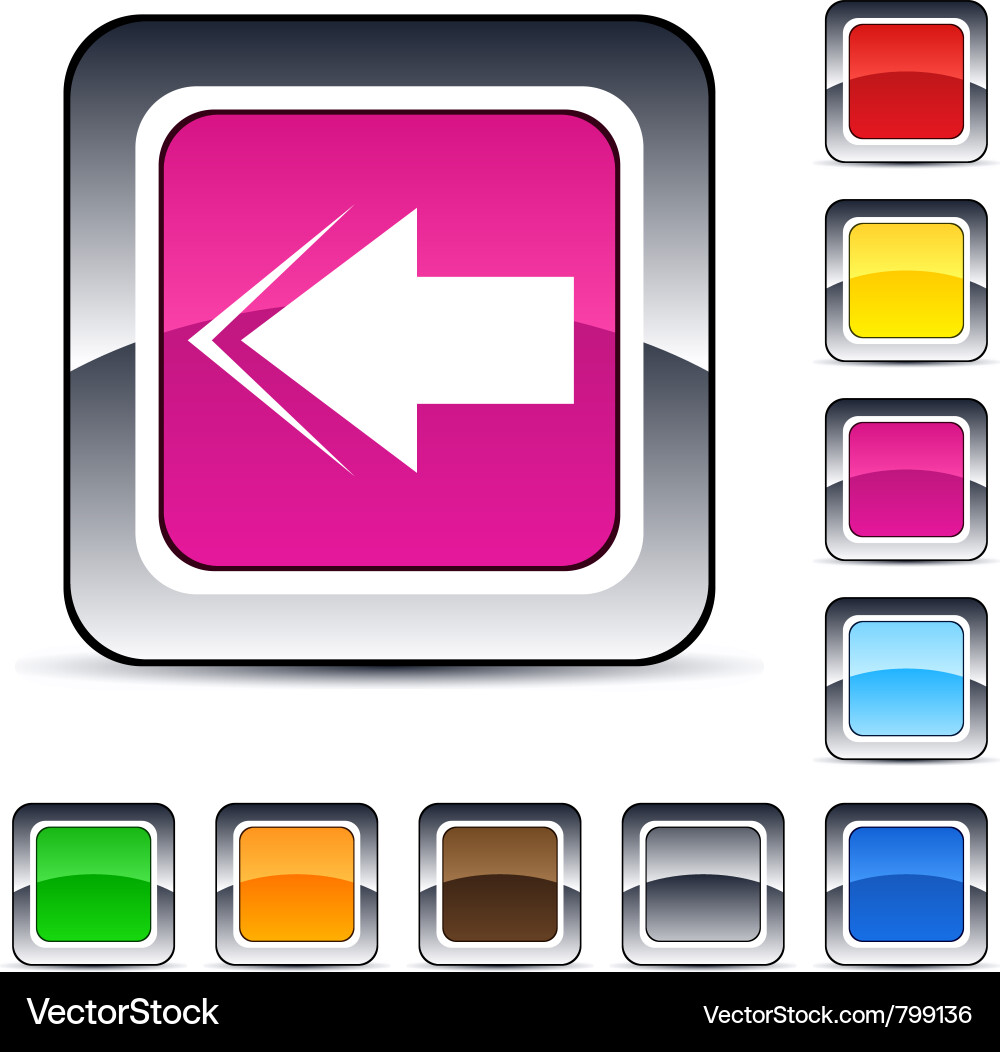 Back arrow square button vector image