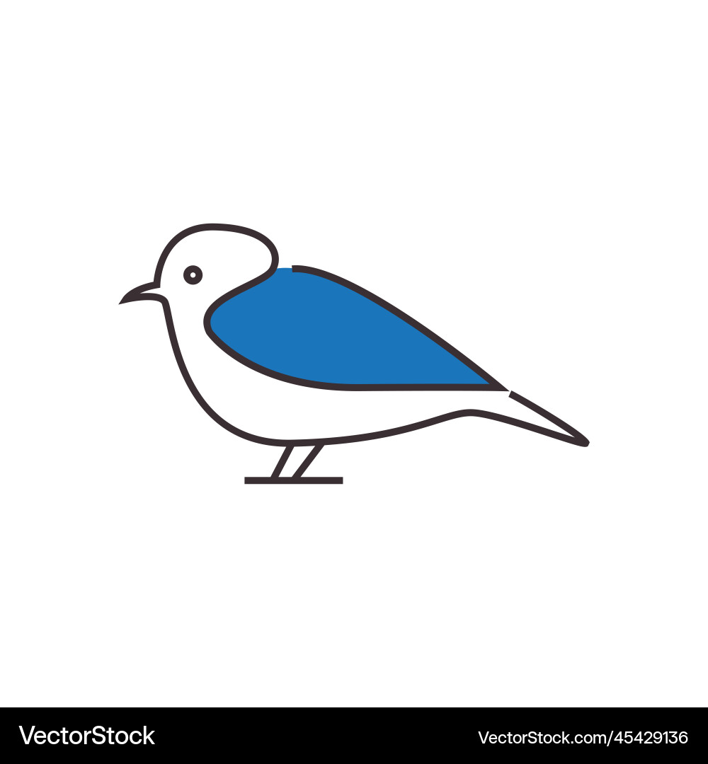 Blue bird line art icon logo Royalty Free Vector Image