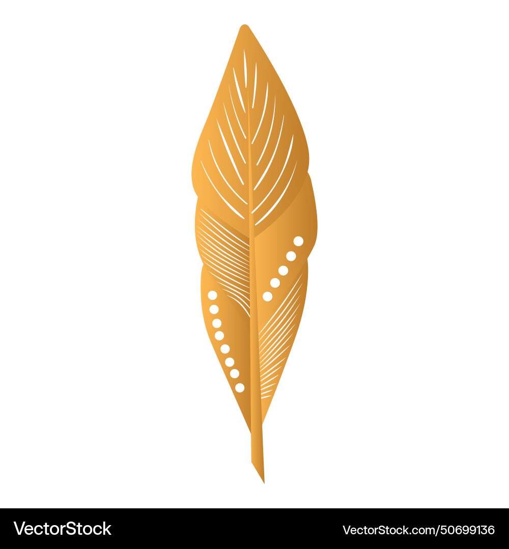 Gold feather of bird with patterns dots vector image
