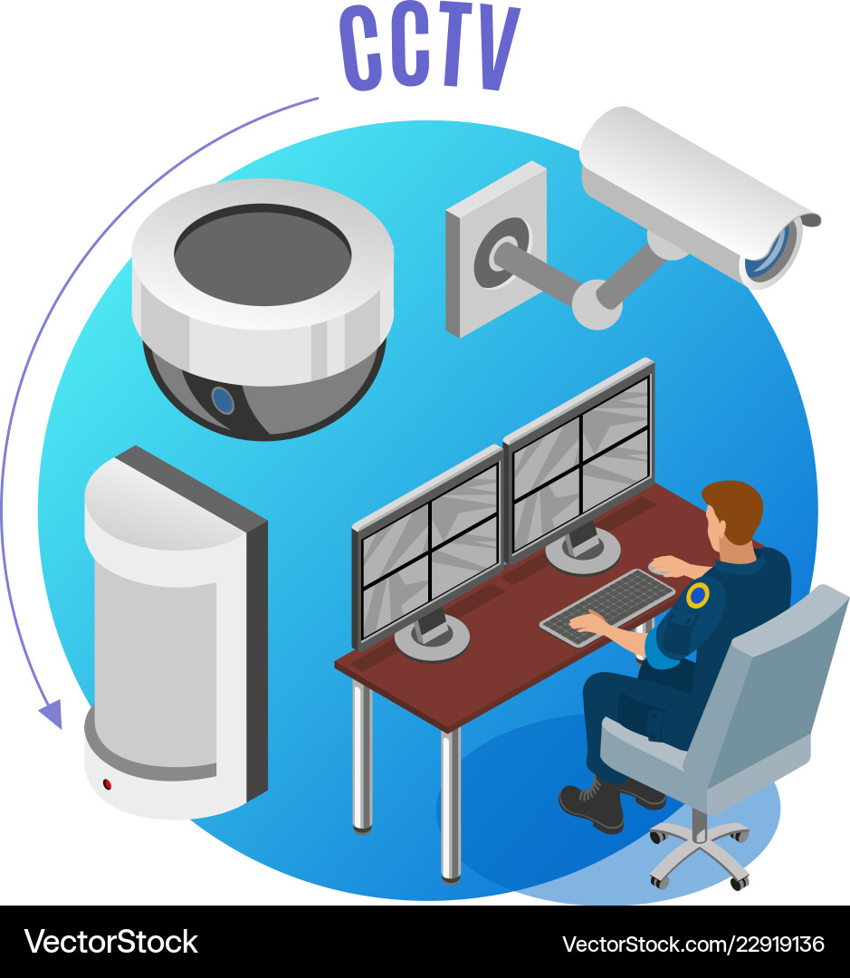 Security systems isometric background Security systems isometric background vector image