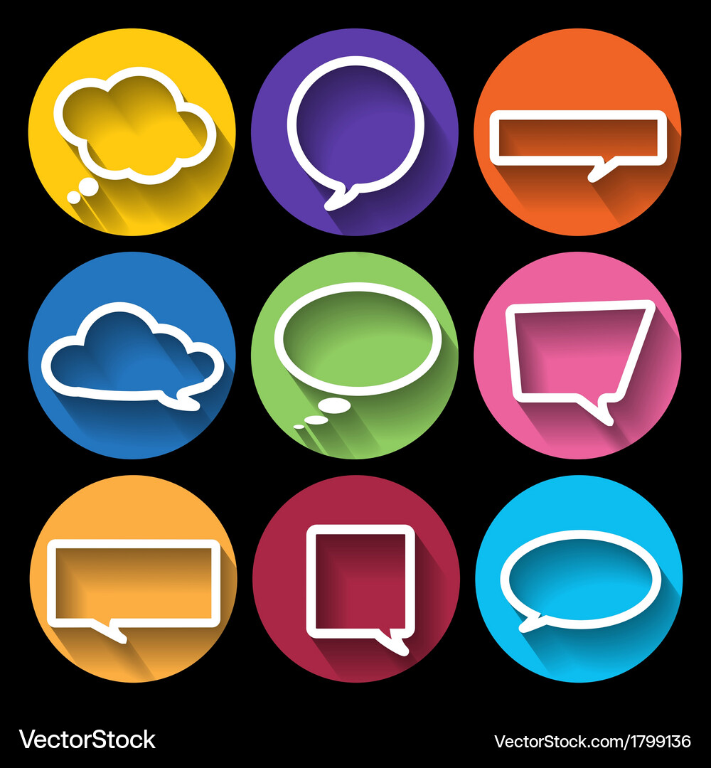 Set of speech bubbles in flat design style Vector Image