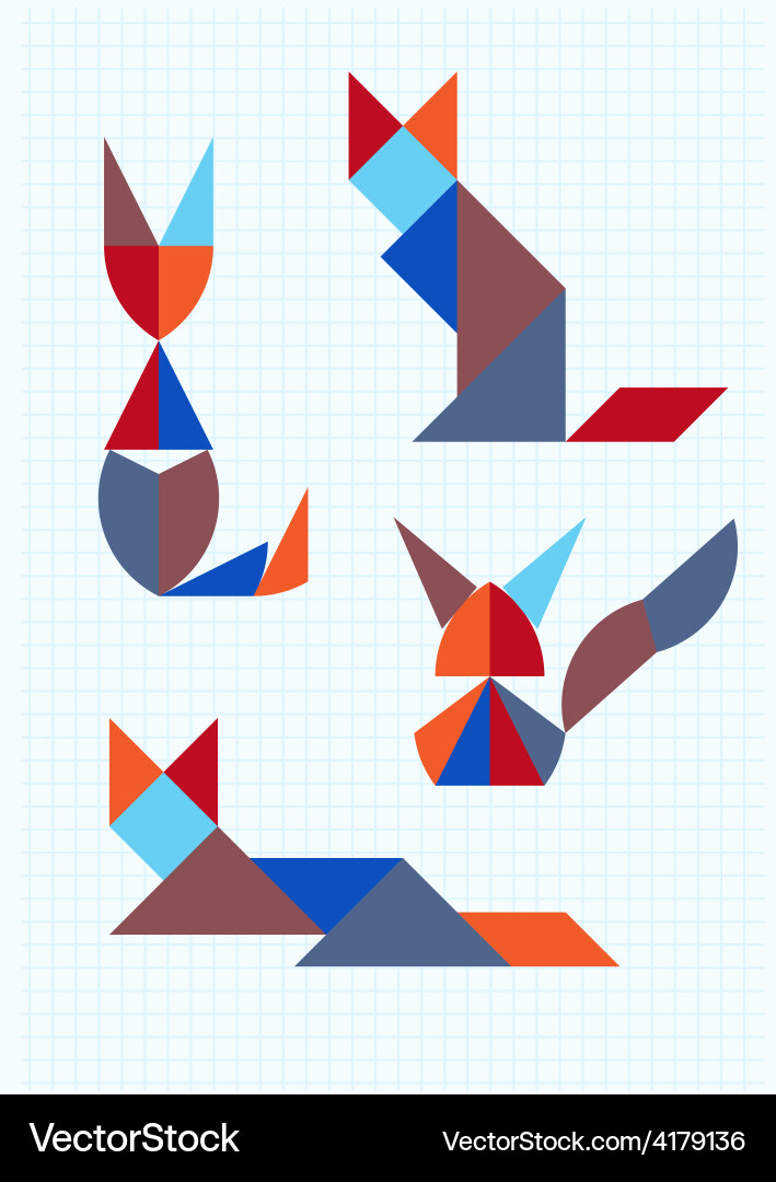 Tangram Puzzle with Cats Vector Image
