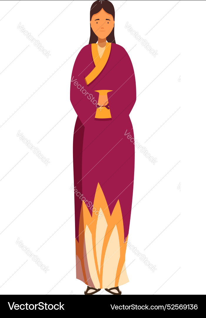 Young bhutanese woman wearing traditional kira Young bhutanese woman wearing traditional kira vector image