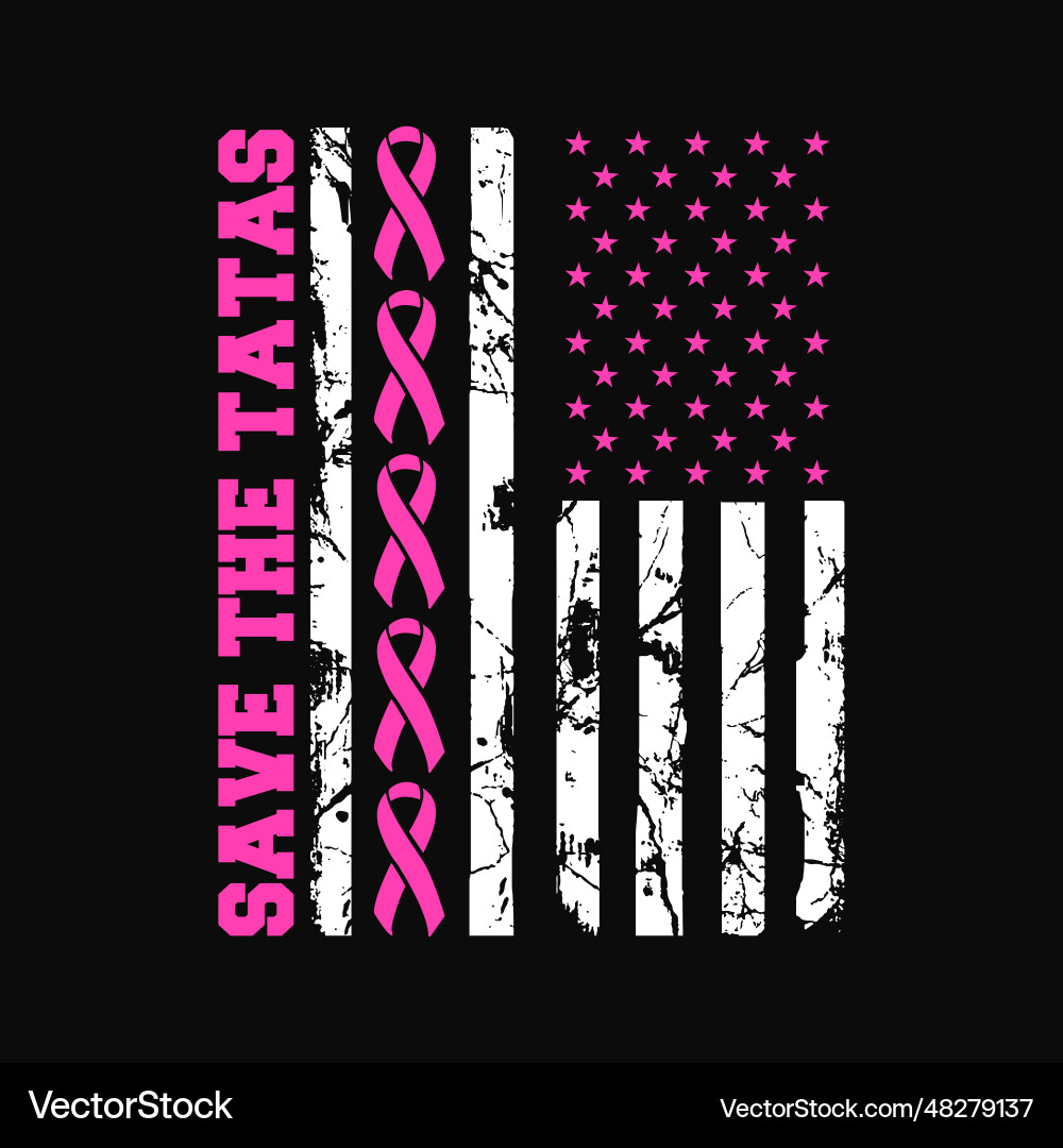 American Pink Ribbon Cancer Awareness SVG Vector Image