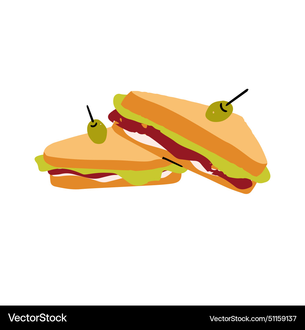 Blt Sandwiches mit Oliven auf Spieß Dreieck Vektorbild