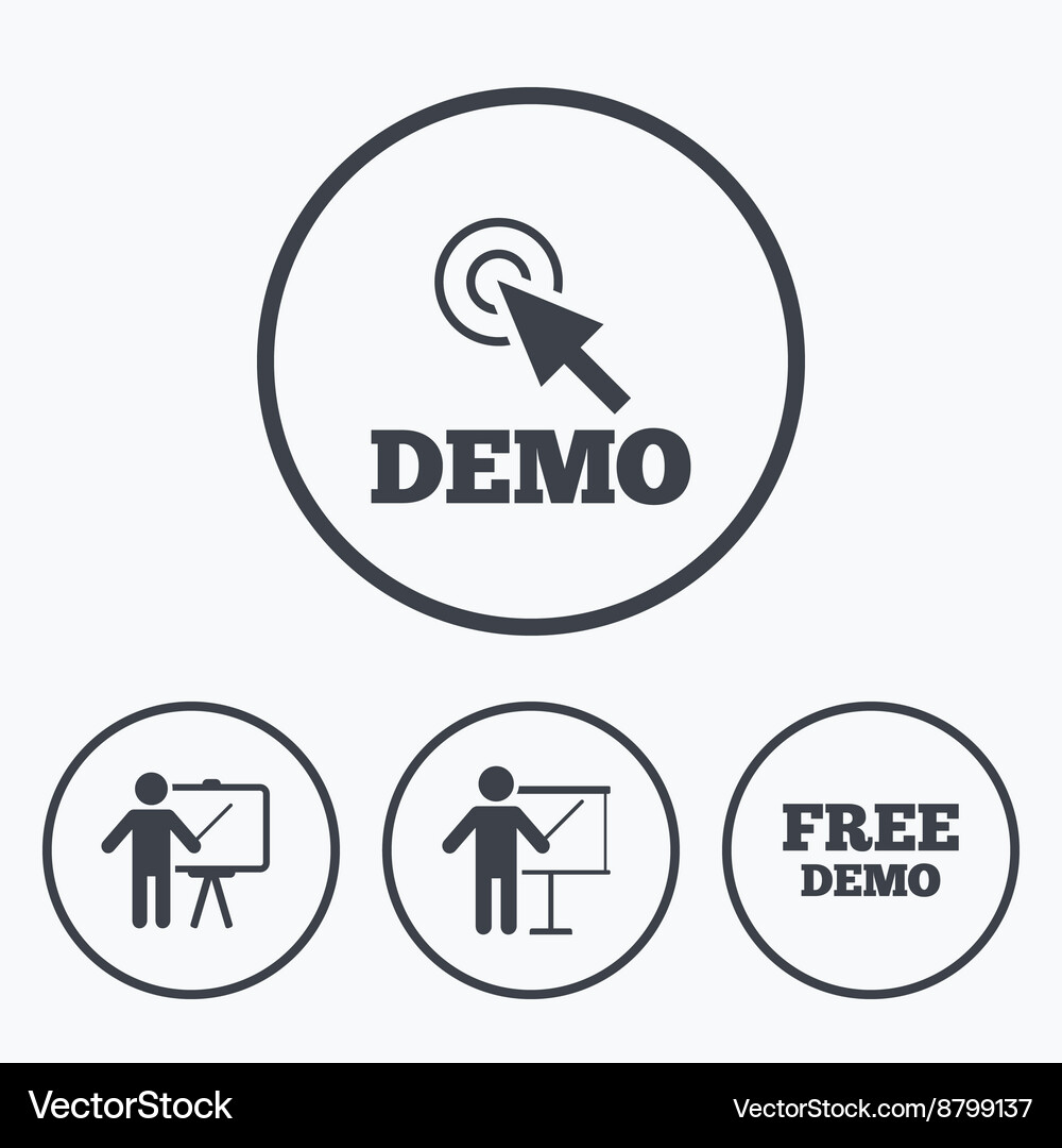 Demo with cursor icon presentation billboard Vector Image