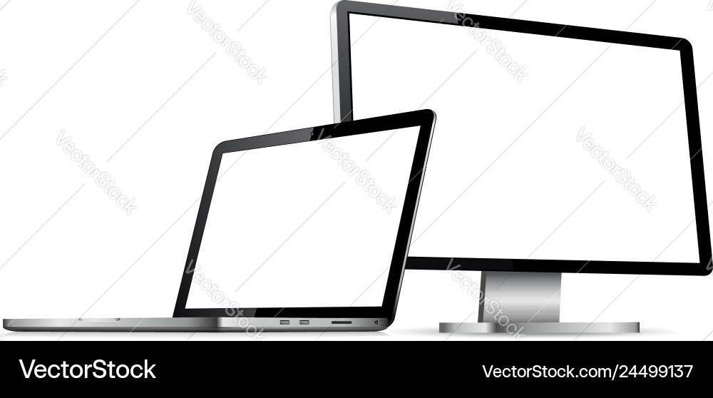 Isolated computer display and laptop with empty Isolated computer display and laptop with empty Vector Image