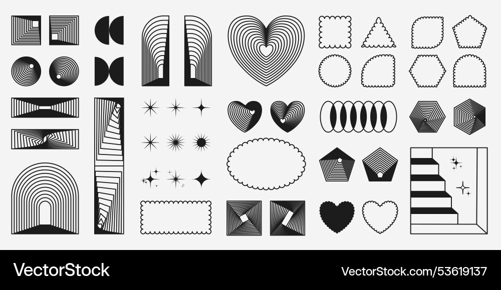 Set of retro graphic shapes forms and frames vector image