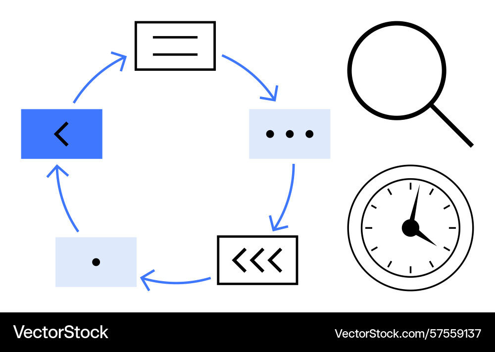 Workflow-Prozesszyklus mit Pfeilen Vergrößerung Workflow-Prozesszyklus mit Pfeilen Vergrößerung vektorbild