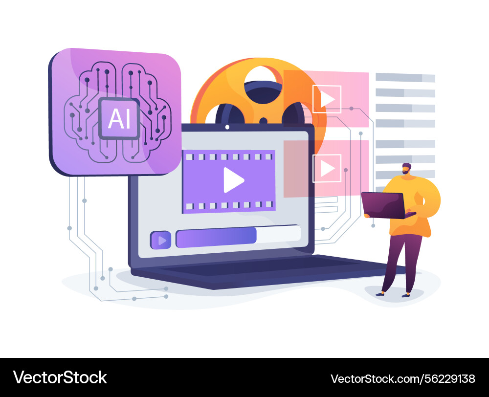 Ai automated video editing abstract concept Ai automated video editing abstract concept vector image
