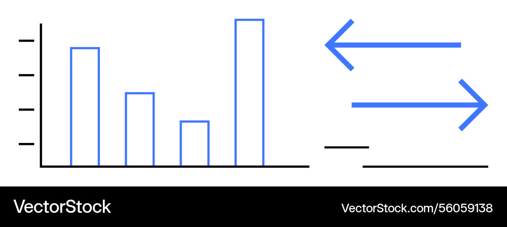 Bar chart with bidirectional arrows representing Bar chart with bidirectional arrows representing Vector Image