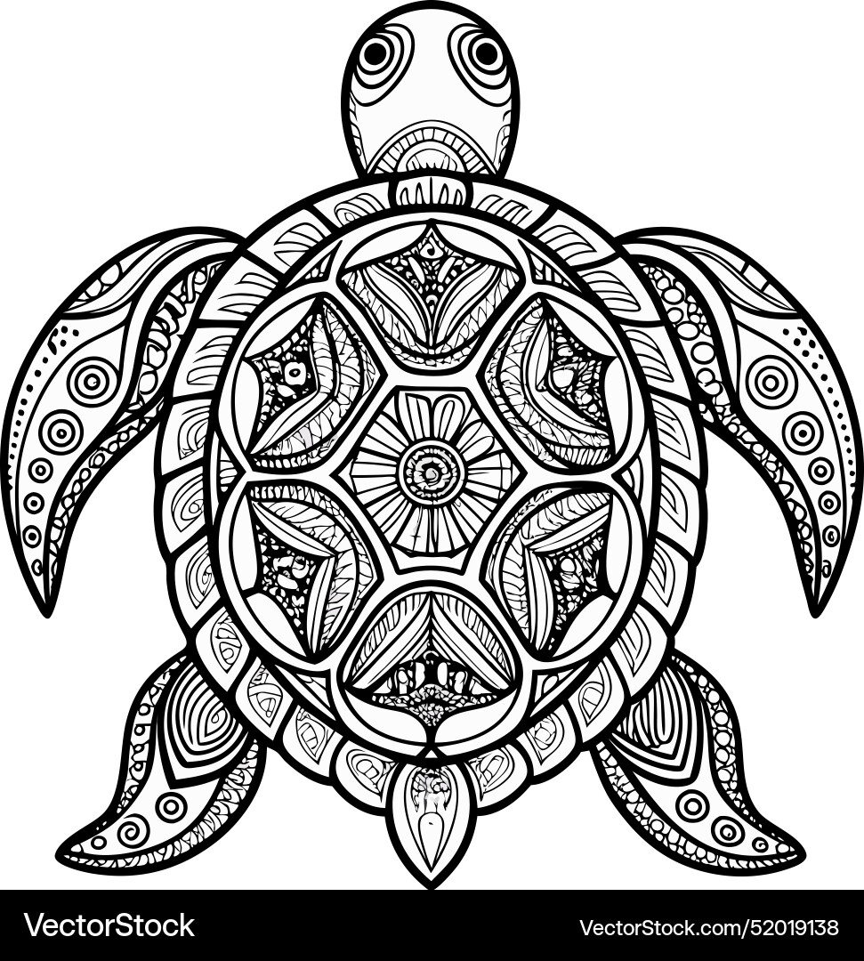 Beautiful turtle mandala arts isolated on white Vector Image