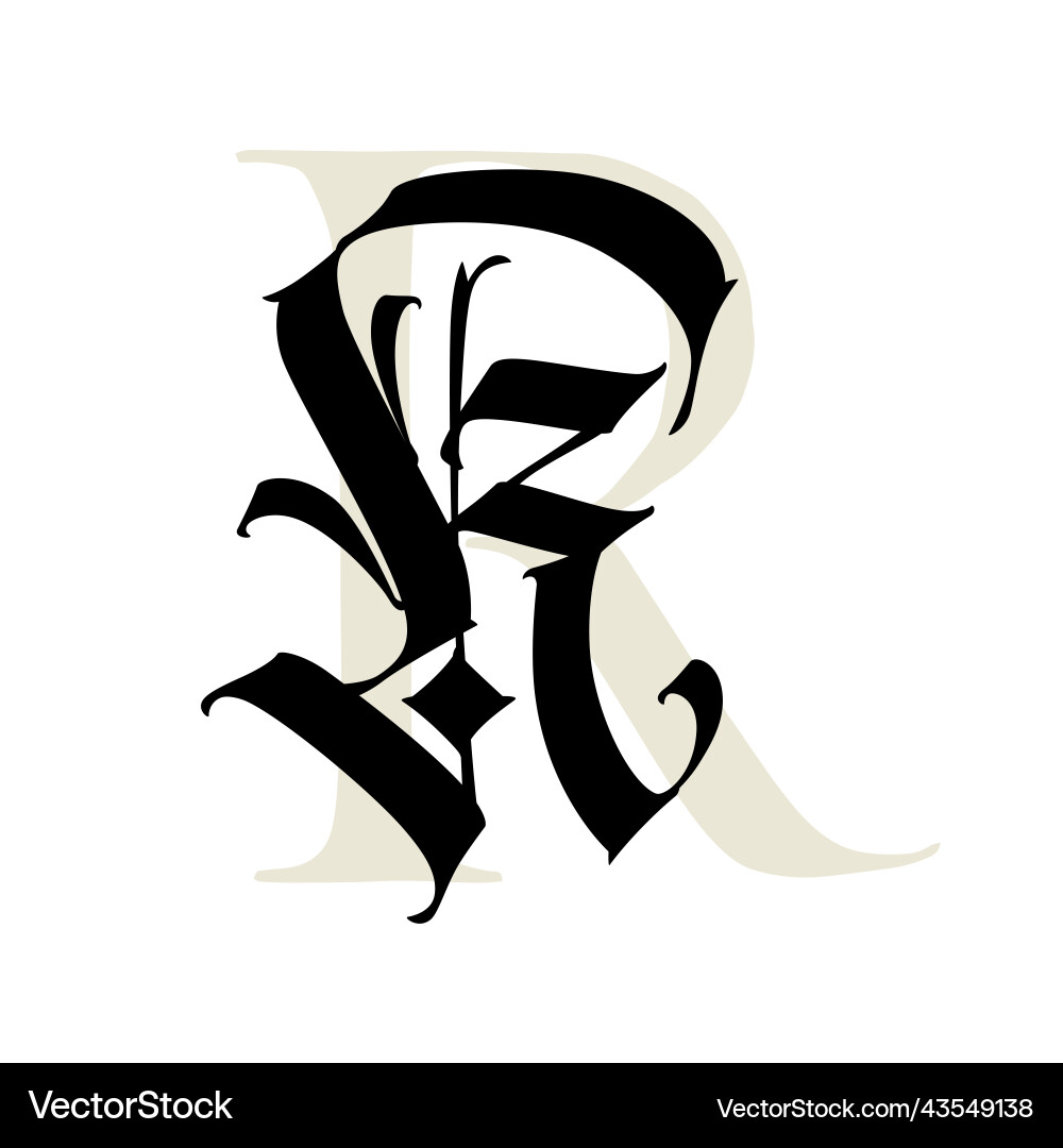 Buchstabe r im gotischen Stil Alphabet Symbol Buchstabe r im gotischen Stil Alphabet Symbol vektorbild