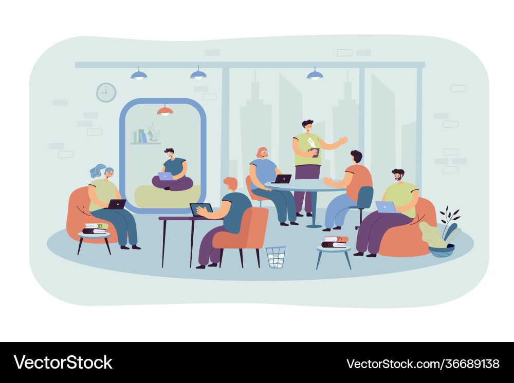 Office people using laptops and computers Office people using laptops and computers vector image