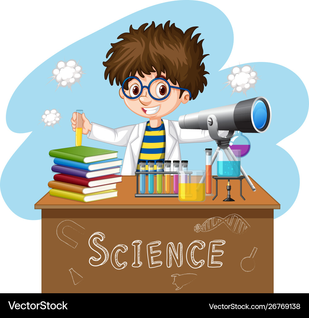 Scientist working with science tools in lab Scientist working with science tools in lab vector image