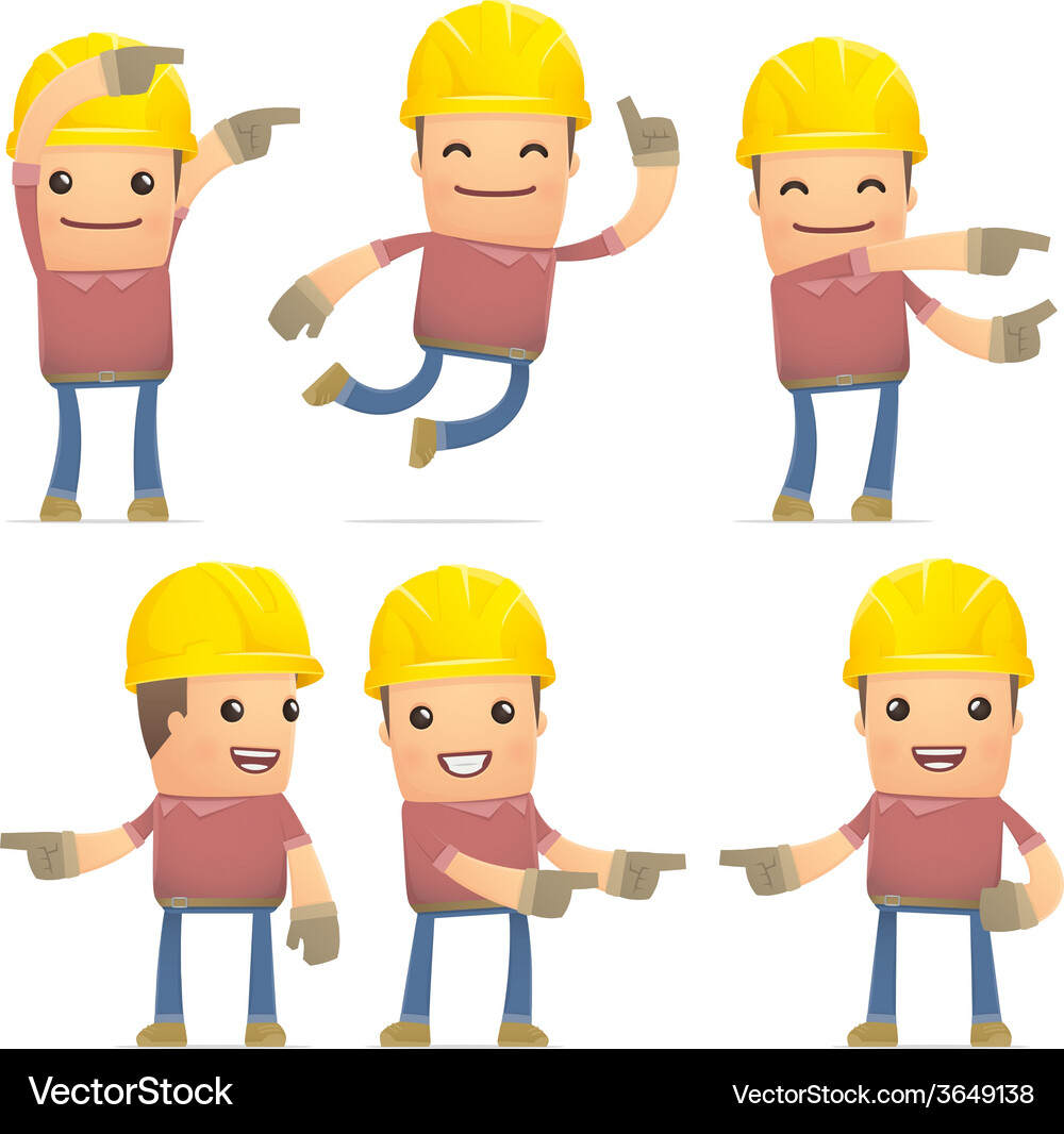 Set of builder character in different poses Vector Image