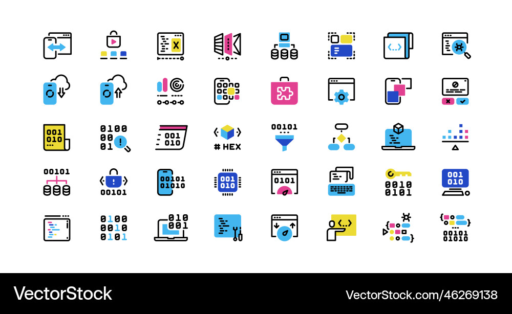 Software Development Line Icons Vector Image