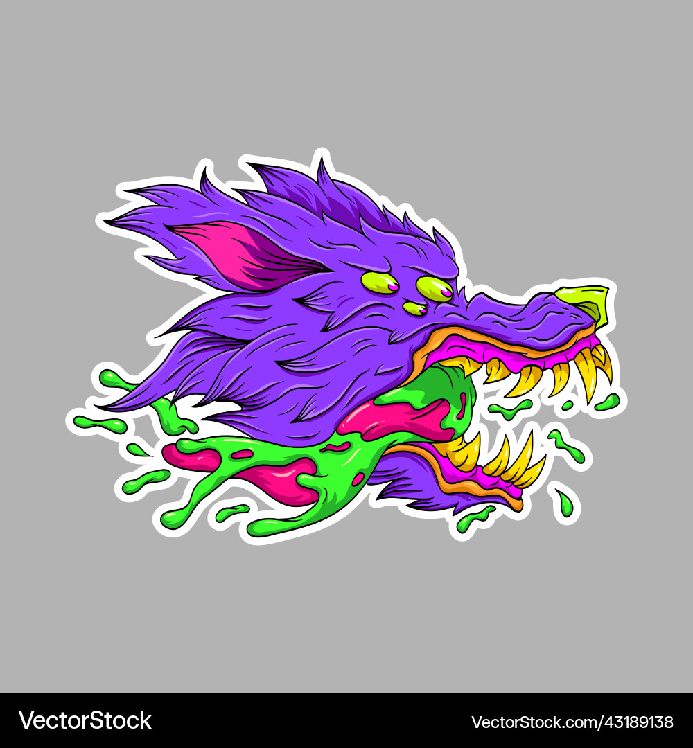 Surrealist Wolf Kopf Sticker Fantasie Tierkunst Surrealist Wolf Kopf Sticker Fantasie Tierkunst vektorbild