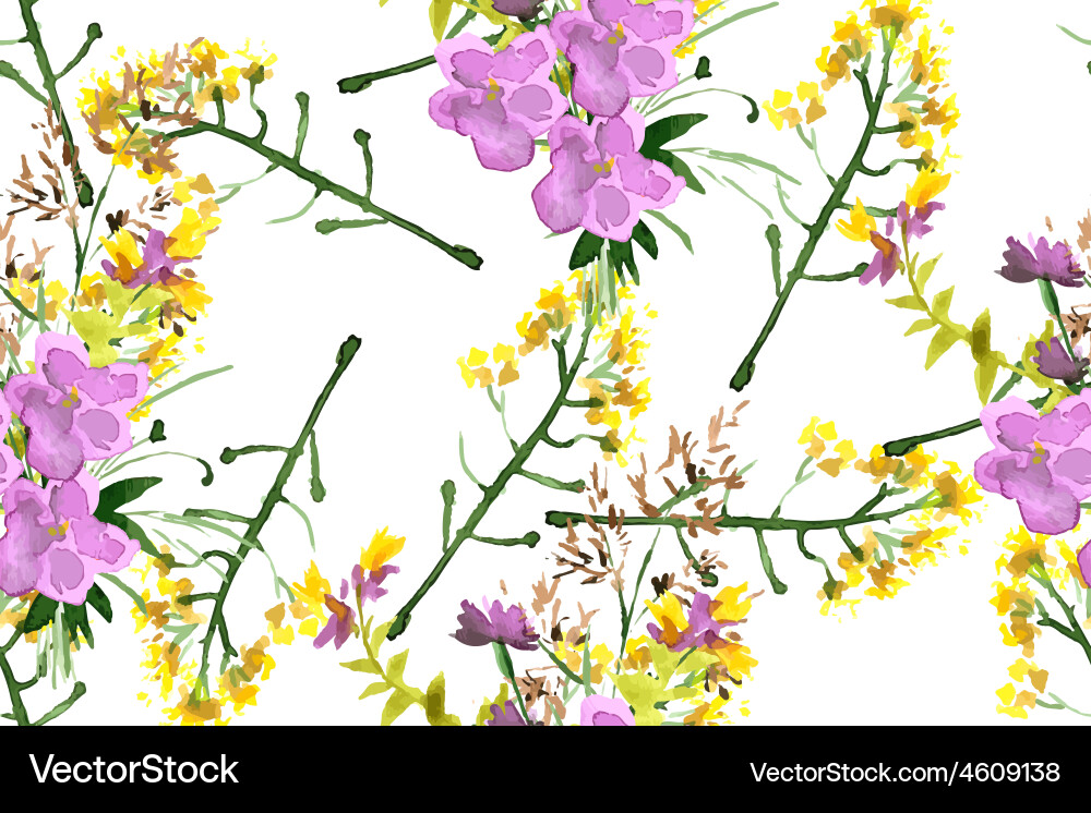 Wild flowers seamless pattern – Royalty-Free Vector | VectorStock