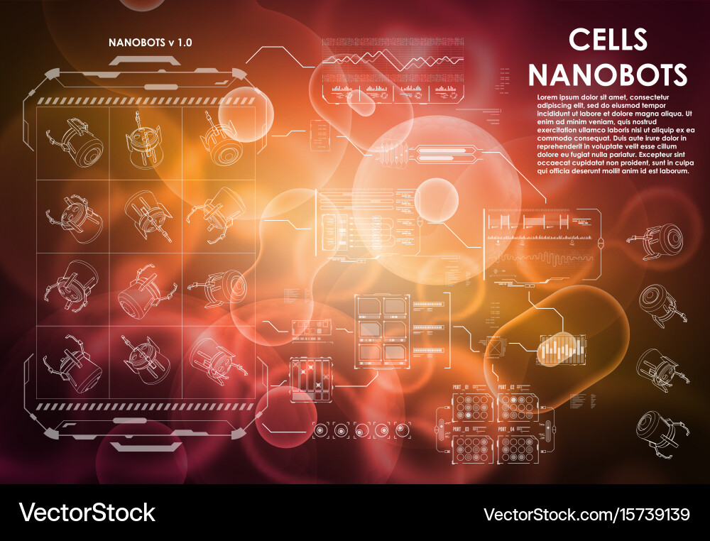 Cell background with futuristic interface elements vector image