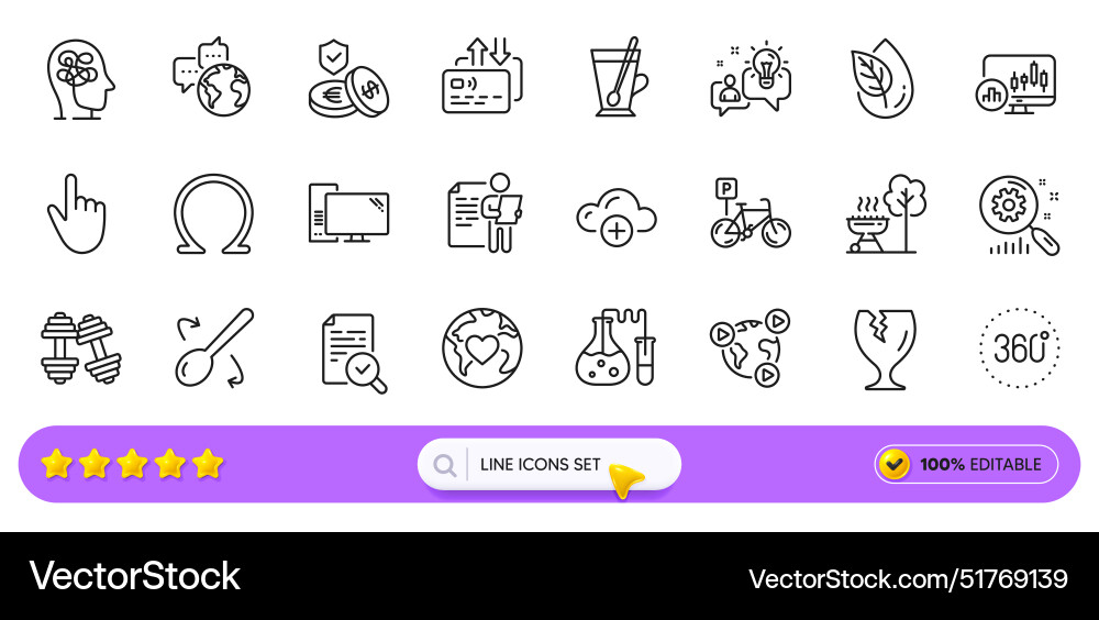 Computer candlestick chart and inspect line icons Computer candlestick chart and inspect line icons vector image