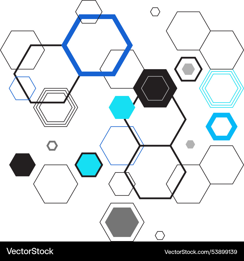 Geometric shape chaotic background hexagonal cell vector image