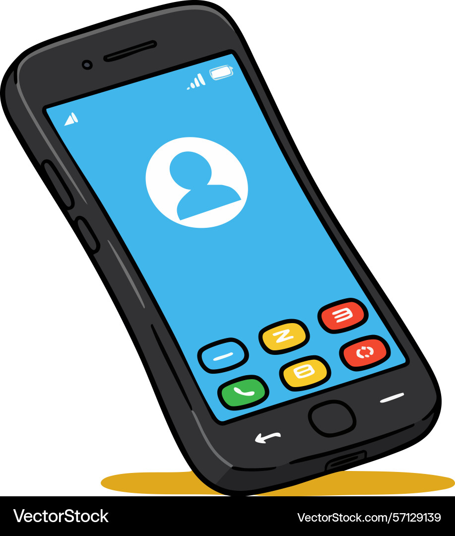 Mobile phone with colorful app icons and user Vector Image