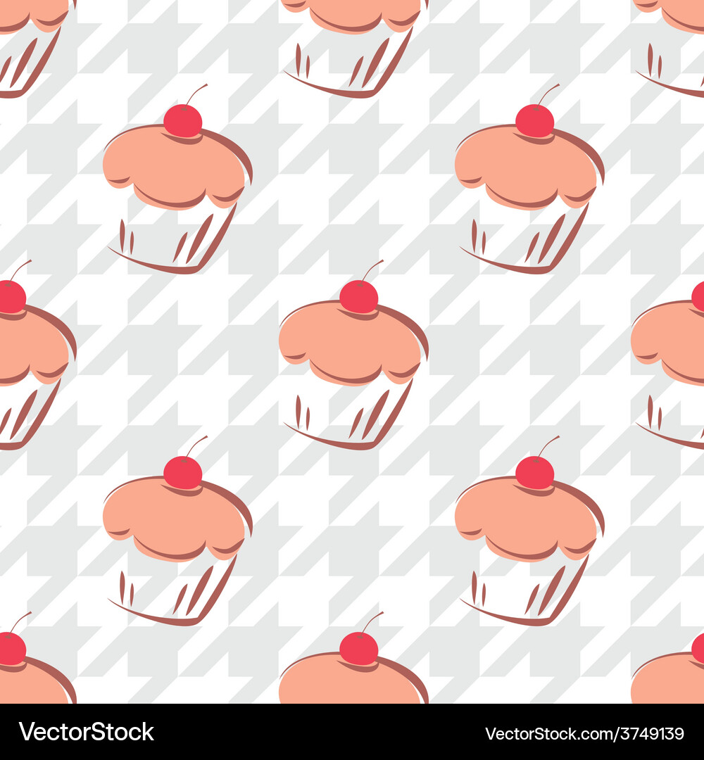 Tile cake pattern with houndstooth background Vector Image