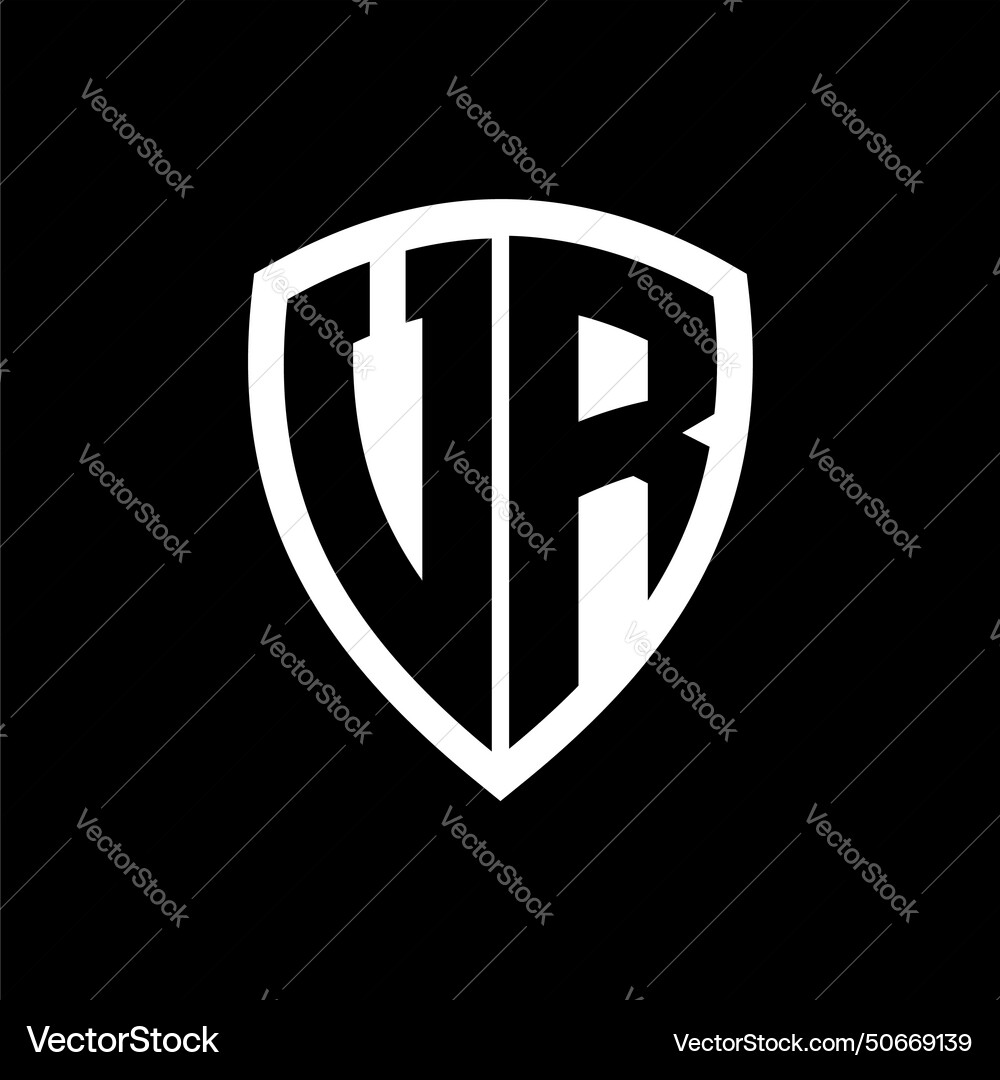 Vr monogram logo with bold letters shield shape Vector Image