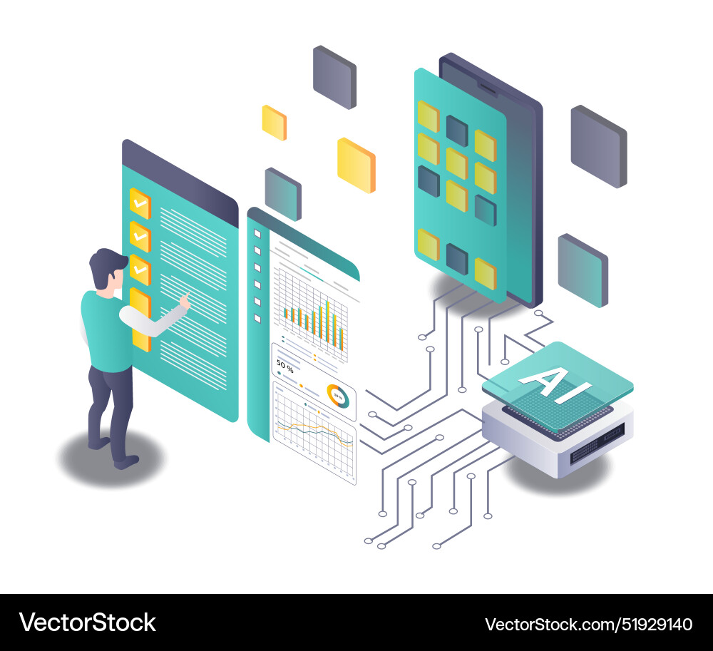 Artificial intelligence in smartphone app testing Vector Image