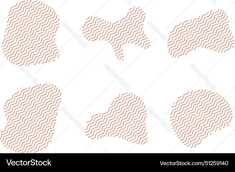 Blobs fluid shapes with zig zag lins set Vector Image