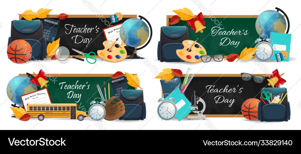 Chalkboards with teachers day typography banners Chalkboards with teachers day typography banners vector image