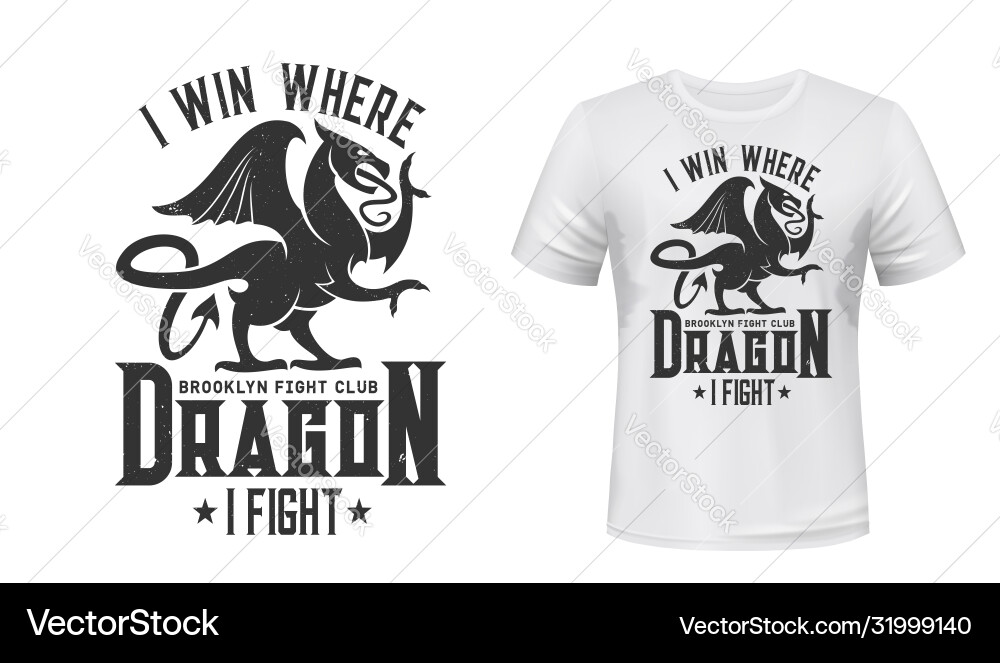 Dragon t-shirt print mockup fight club emblem Dragon t-shirt print mockup fight club emblem Vector Image
