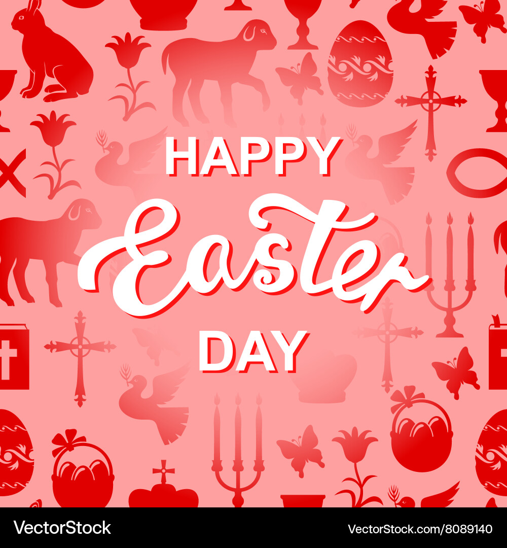 Easter Card with Red Text Vector Image