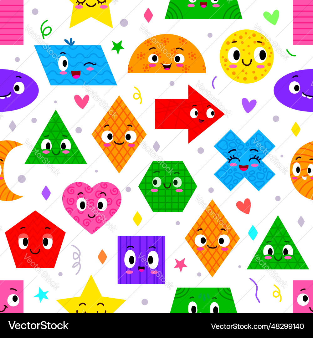 Math shape and figure characters seamless pattern Vector Image